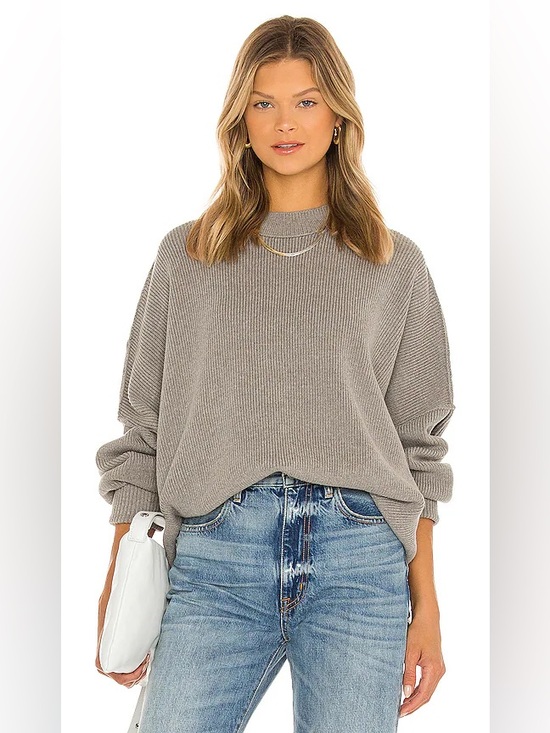 Free People Sweaters - Free People Easy Street Heather Grey Oversized Mock Neck Tunic Sweater S